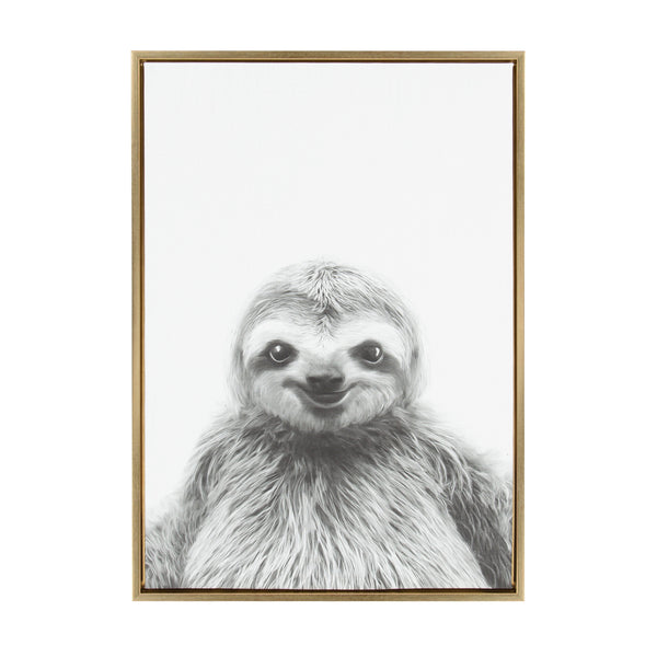 Kate & Laurel Sylvie Sloth Framed Canvas By Simon Te Tai