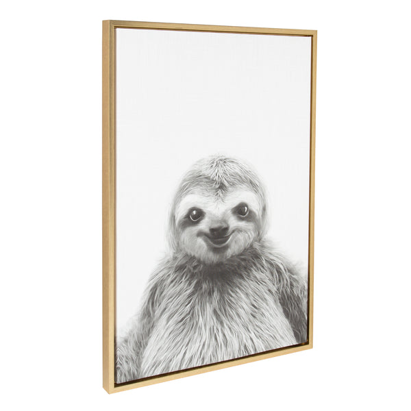 Kate & Laurel Sylvie Sloth Framed Canvas By Simon Te Tai