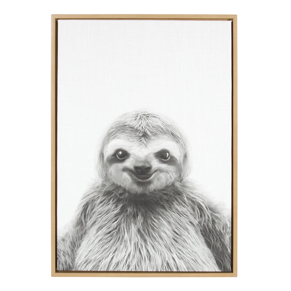 kate & laurel Sylvie Sloth Framed Canvas by Simon Te Tai