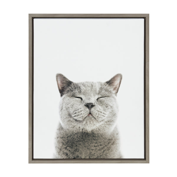 Kate & Laurel Sylvie Smiling Cat Framed Canvas By Amy Peterson Art Studio