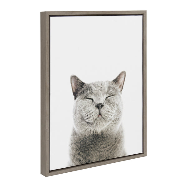Kate & Laurel Sylvie Smiling Cat Framed Canvas By Amy Peterson Art Studio