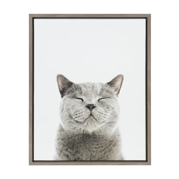 kate & laurel Sylvie Smiling Cat Framed Canvas by Amy Peterson Art Studio