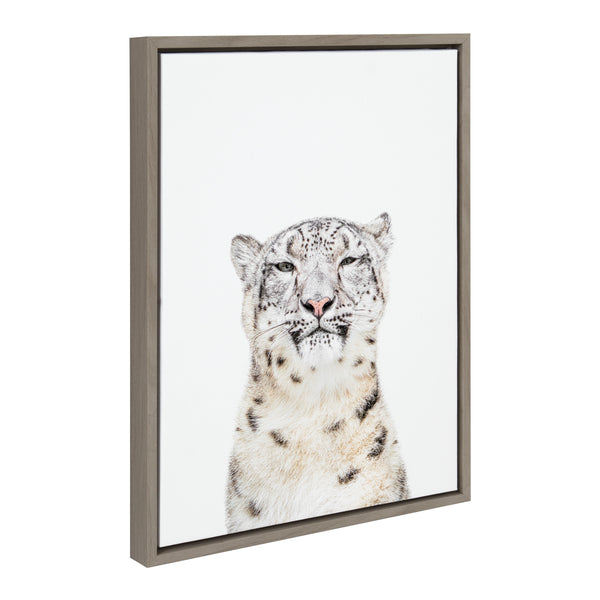 Kate & Laurel Sylvie Snow Leopard Portrait Framed Canvas By Amy Peterson Art Studio