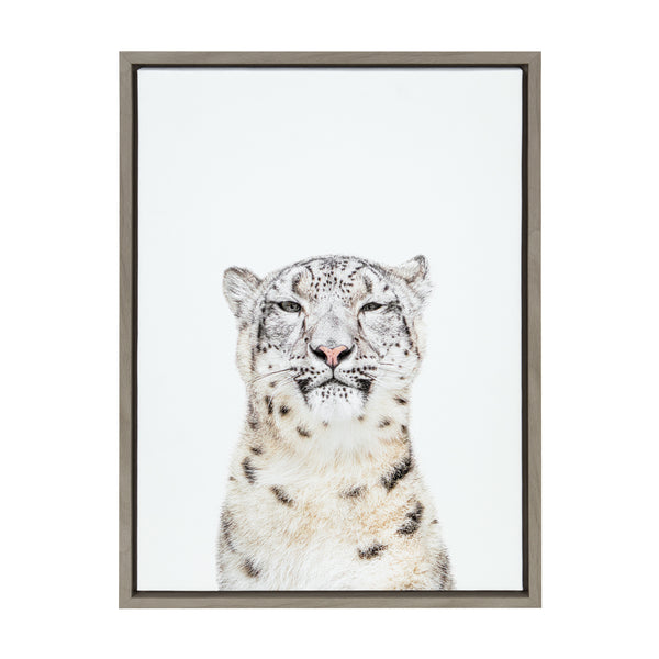 Kate & Laurel Sylvie Snow Leopard Portrait Framed Canvas By Amy Peterson Art Studio