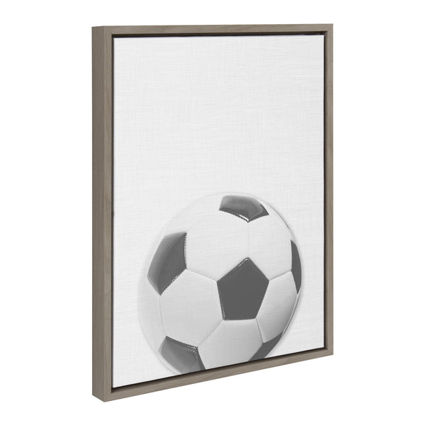 Kate & Laurel Sylvie Soccer Ball Portrait Framed Canvas Gray 18x24