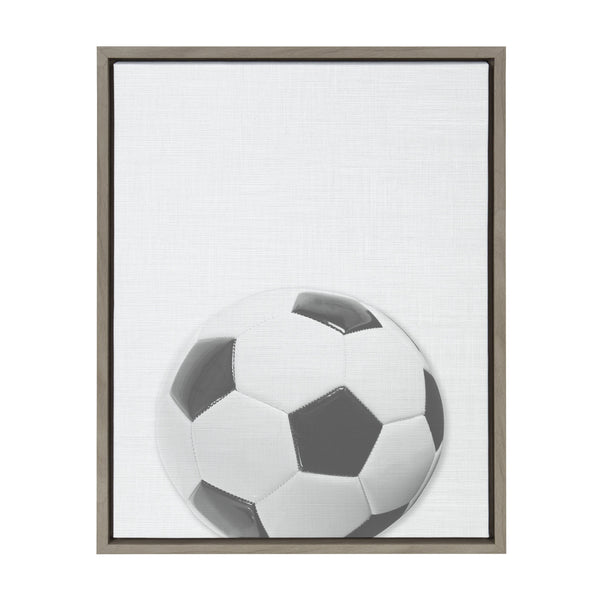 kate & laurel Sylvie Soccer Ball Portrait Framed Canvas Gray 18x24