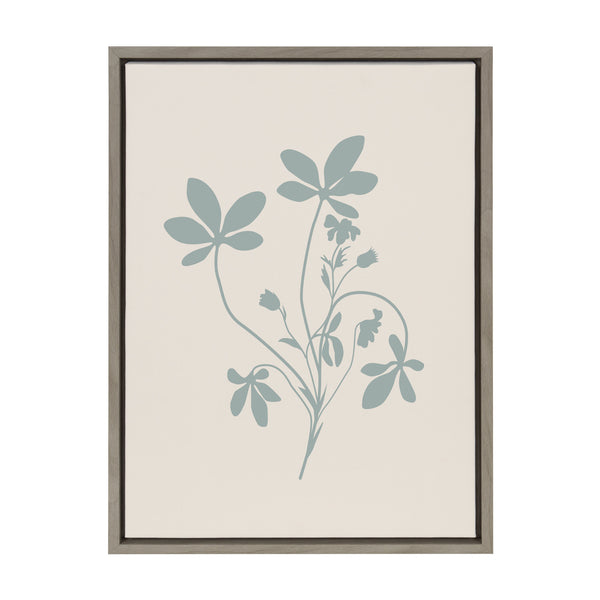 Kate & Laurel Sylvie Soft And Simple Feminine Blue Botanical Framed Canvas By The Creative Bunch Studio