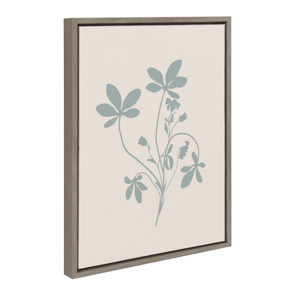 kate & laurel Sylvie Soft and Simple Feminine Blue Botanical Framed Canvas by The Creative Bunch Studio