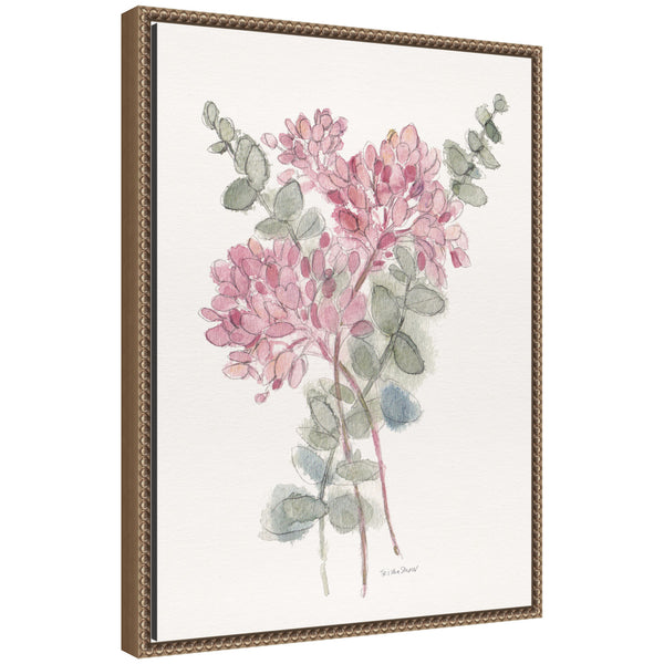kate & laurel Sylvie Soft Pinkheart Florals and Eucalyptus Framed Canvas by Patricia Shaw