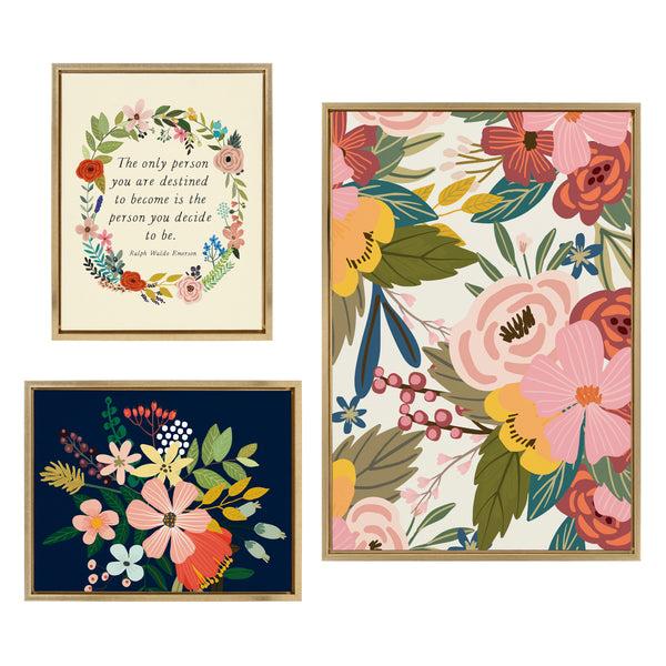 Kate & Laurel Sylvie Softly MC 481 Floralis C And MC441 The Only Person Framed Canvas Art Set By Mia Charro