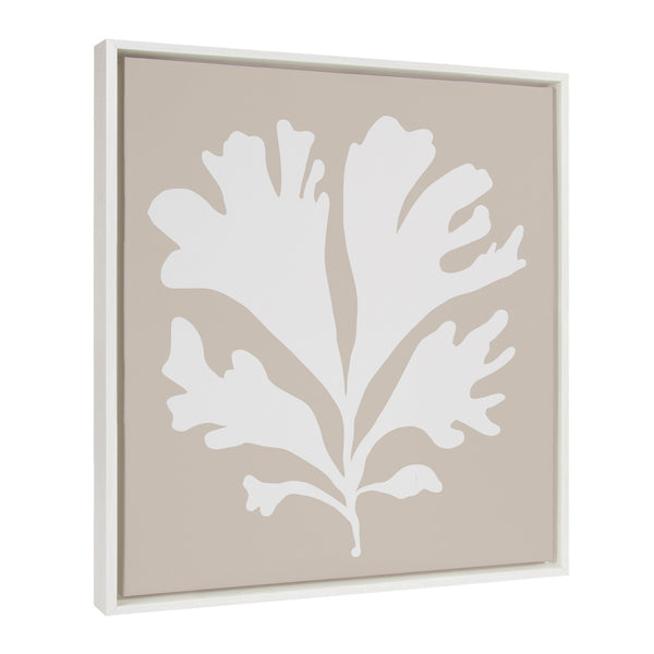 kate & laurel Sylvie Sophisticated Neutral Coral Beige Framed Canvas by The Creative Bunch Studio