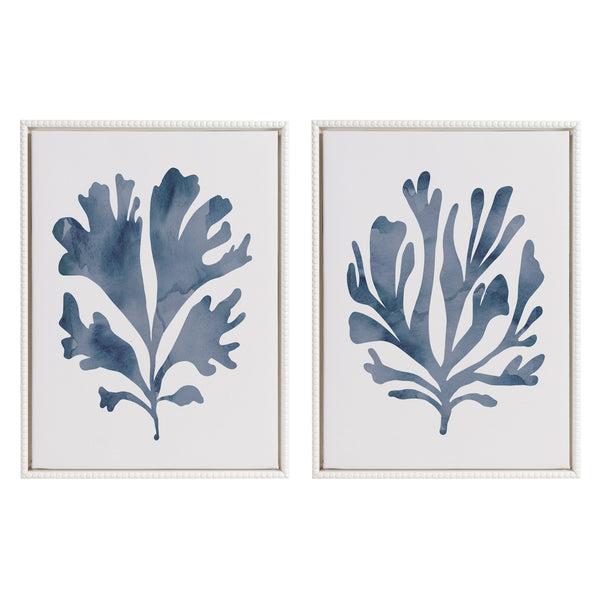 Kate & Laurel Sylvie Sophisticated Neutral Coral Blue 1 And 2 Framed Canvas Art Set By The Creative Bunch Studio