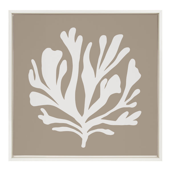 Kate & Laurel Sylvie Sophisticated Neutral Coral Tan Framed Canvas By The Creative Bunch Studio