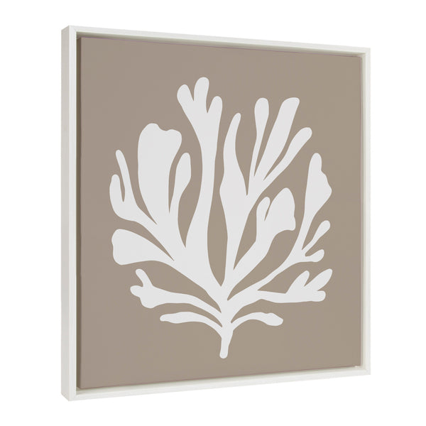 kate & laurel Sylvie Sophisticated Neutral Coral Tan Framed Canvas by The Creative Bunch Studio