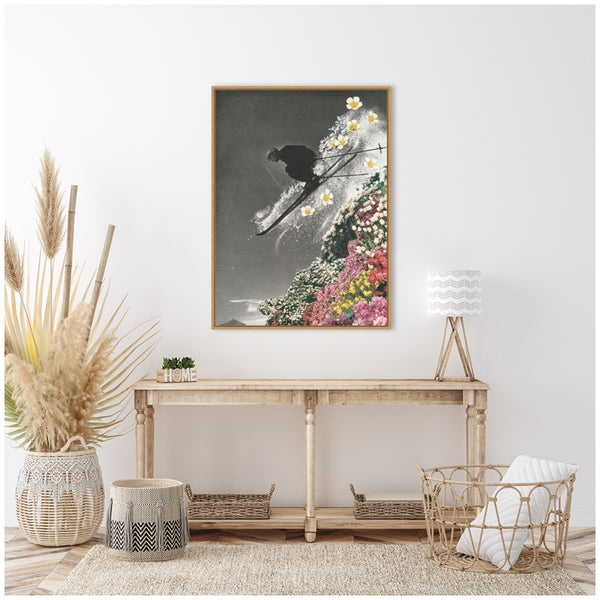 Kate & Laurel Sylvie Spring Skiing Framed Canvas By Sarah Eisenlohr