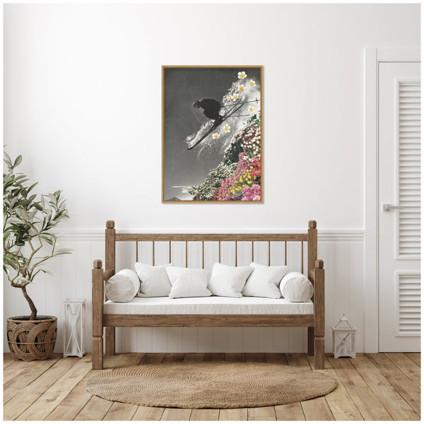 Kate & Laurel Sylvie Spring Skiing Framed Canvas By Sarah Eisenlohr