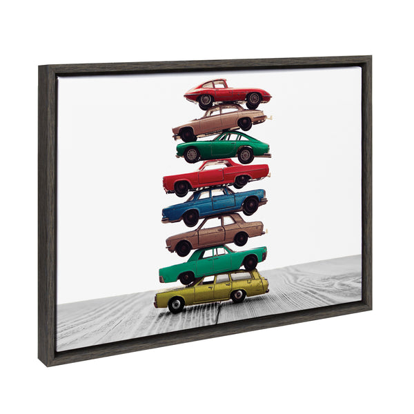 Kate & Laurel Sylvie Stacked Cars Framed Canvas By Saint And Sailor Studios