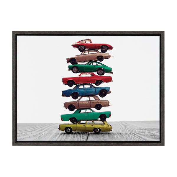 Kate & Laurel Sylvie Stacked Cars Framed Canvas By Saint And Sailor Studios