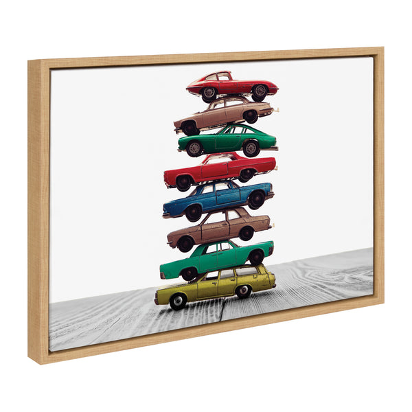 kate & laurel Sylvie Stacked Cars Framed Canvas by Saint and Sailor Studios
