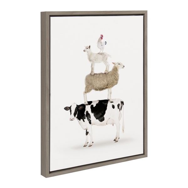Kate & Laurel Sylvie Stacked Farm Animals Framed Canvas By Amy Peterson