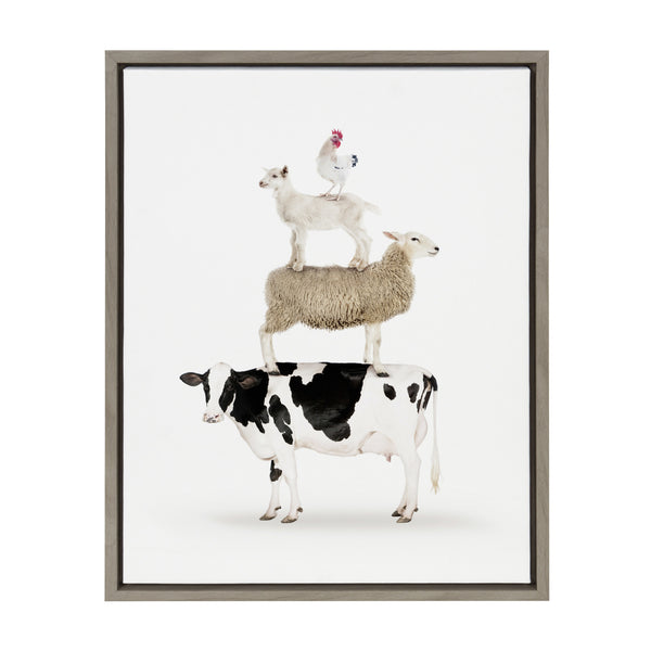kate & laurel Sylvie Stacked Farm Animals Framed Canvas by Amy Peterson
