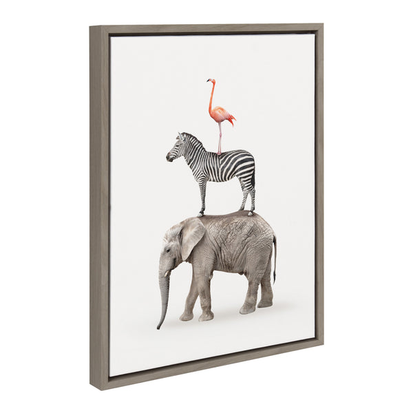 Kate & Laurel Sylvie Stacked Safari Animals Framed Canvas By Amy Peterson Art Studio