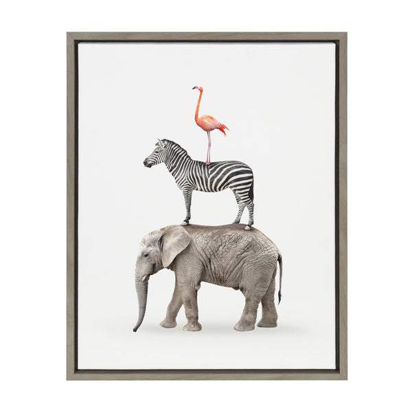 kate & laurel Sylvie Stacked Safari Animals Framed Canvas by Amy Peterson Art Studio
