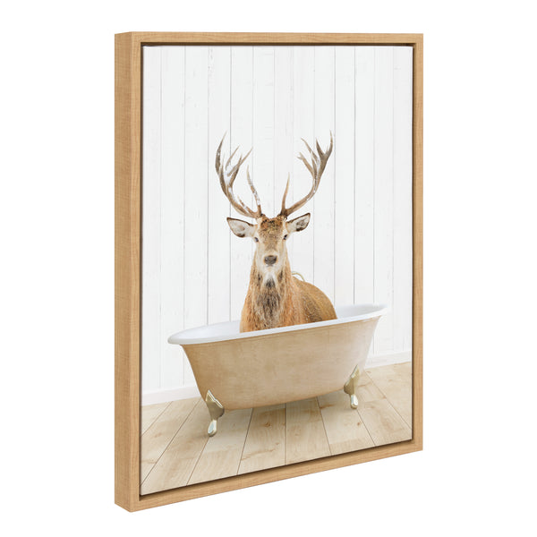 kate & laurel Sylvie Stag Farmhouse Bath Framed Canvas by Amy Peterson Art Studio