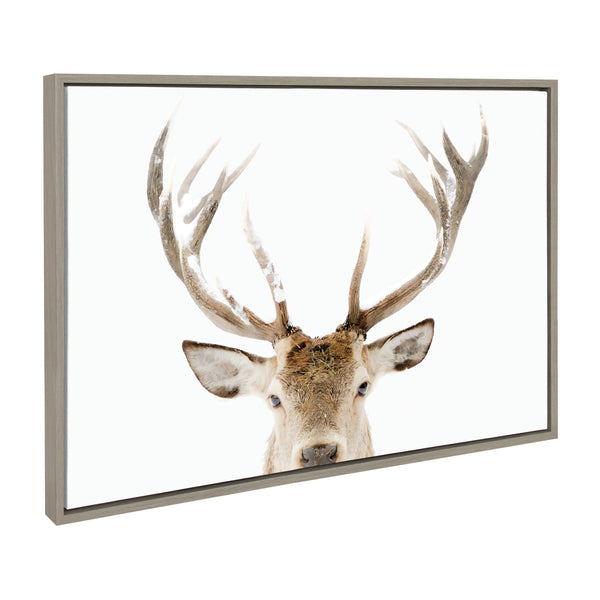 Kate & Laurel Sylvie Stag Peekaboo Framed Canvas By Amy Peterson Art Studio