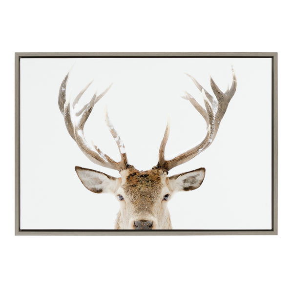 Kate & Laurel Sylvie Stag Peekaboo Framed Canvas By Amy Peterson Art Studio