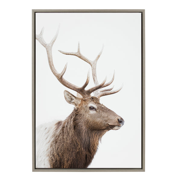 Kate & Laurel Sylvie Stag Profile Framed Canvas By Amy Peterson Art Studio