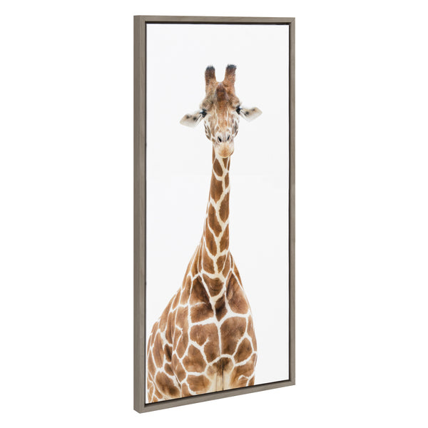 Kate & Laurel Sylvie Standing Giraffe Framed Canvas By Amy Peterson