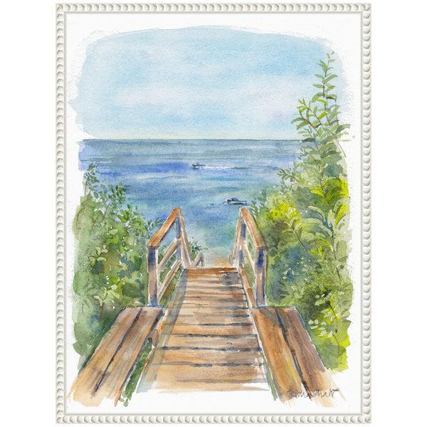 Kate & Laurel Sylvie Stariway To Beach Cape Cod Framed Canvas By Patricia Shaw