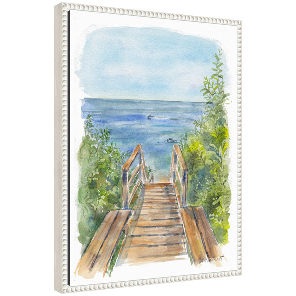 kate & laurel Sylvie Stariway to Beach Cape Cod Framed Canvas by Patricia Shaw