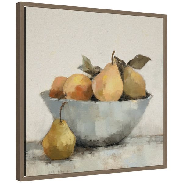 kate & laurel Sylvie Still Life Fruit In A Bowl Vintage Style Framed Canvas by The Creative Bunch Studio
