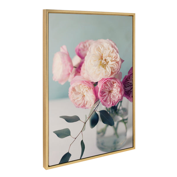 Kate & Laurel Sylvie Still Life Garden Roses Framed Canvas By Kristy Campbell