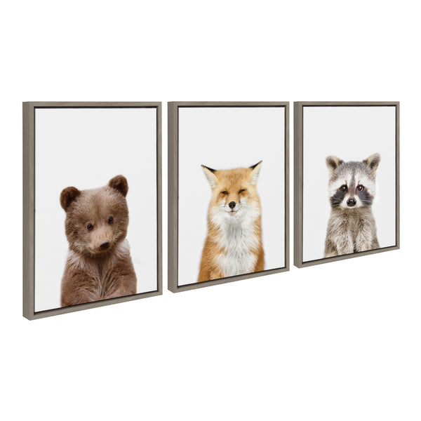 kate & laurel Sylvie Studio Bear Studio Fox and Studio Raccoon Framed Canvas by Amy Peterson Art Studio