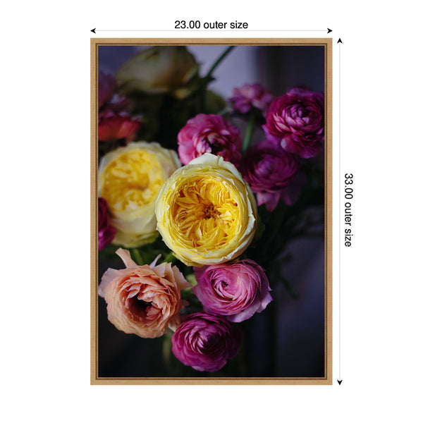 Kate & Laurel Sylvie Stunning Yellow And Pink Flower Bouquet Framed Canvas By Kristy Campbell