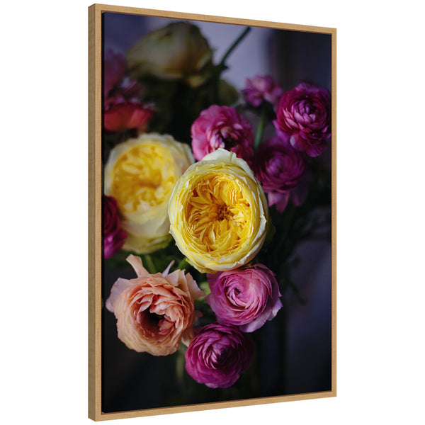kate & laurel Sylvie Stunning Yellow and Pink Flower Bouquet Framed Canvas by Kristy Campbell