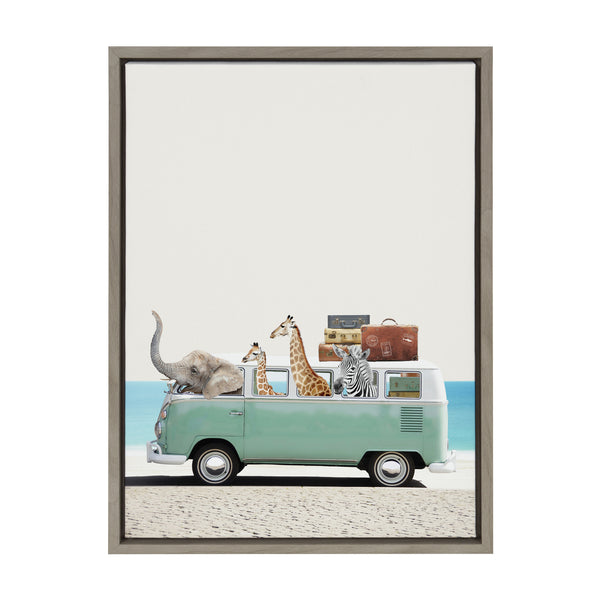 Kate & Laurel Sylvie Summer Animal Adventures Framed Canvas By July Art Prints