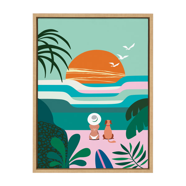 Kate & Laurel Sylvie Sun Flock Framed Canvas By Rachel Lee Of My Dream Wall