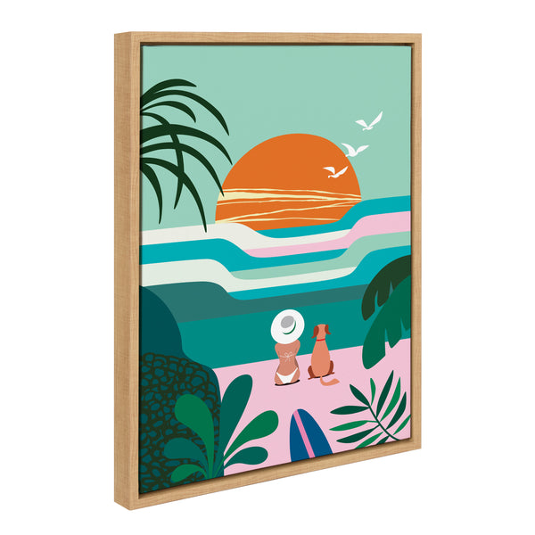 Kate & Laurel Sylvie Sun Flock Framed Canvas By Rachel Lee Of My Dream Wall