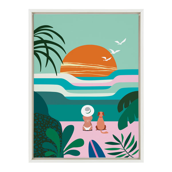 kate & laurel Sylvie Sun Flock Framed Canvas by Rachel Lee of My Dream Wall