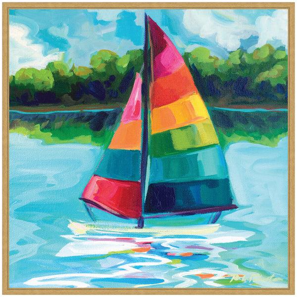 Kate & Laurel Sylvie Sunday Sailing Framed Canvas By Rachel Christopoulos