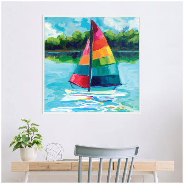 Kate & Laurel Sylvie Sunday Sailing Framed Canvas By Rachel Christopoulos