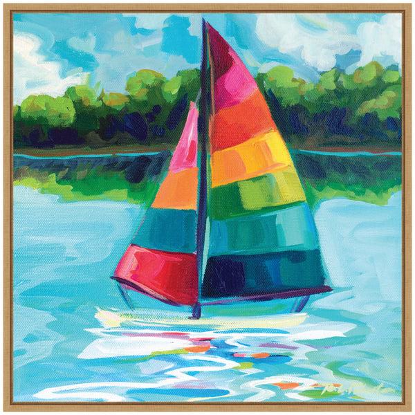 Kate & Laurel Sylvie Sunday Sailing Framed Canvas By Rachel Christopoulos