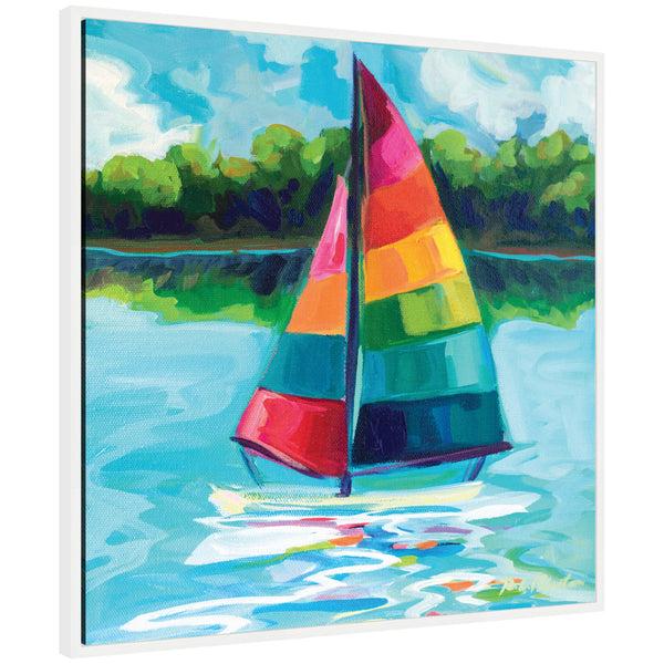 kate & laurel Sylvie Sunday Sailing Framed Canvas by Rachel Christopoulos