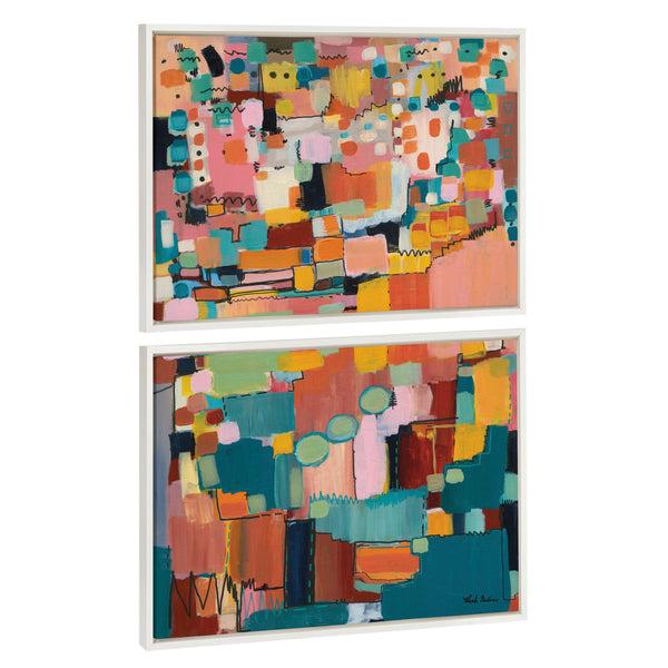 Kate & Laurel Sylvie Sunset Fiesta Set No 1 And Sunset Fiesta Set No 2 Framed Canvas Set By Leah Nadeau