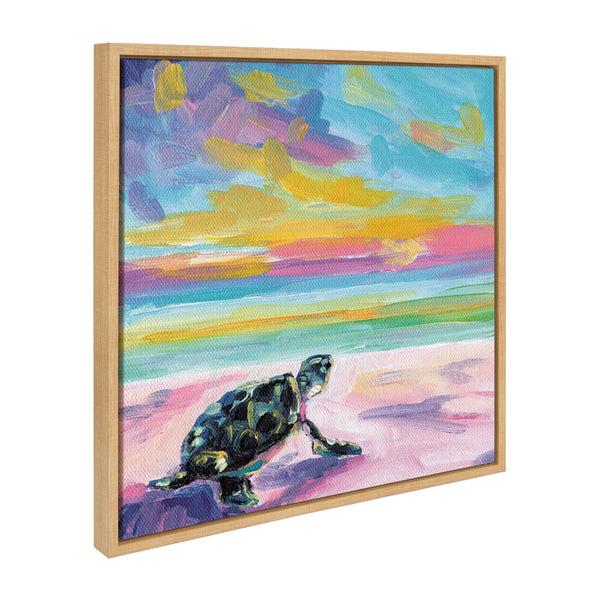 Kate & Laurel Sylvie Sunset Sea Turtle Framed Canvas By Rachel Christopoulos