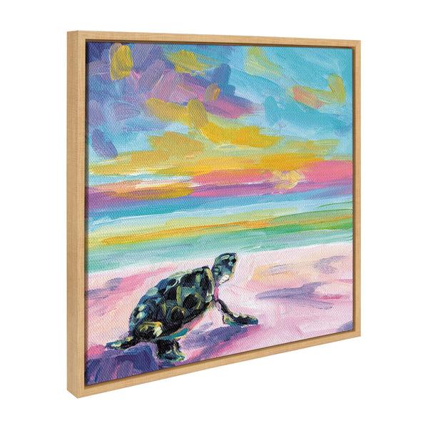 kate & laurel Sylvie Sunset Sea Turtle Framed Canvas by Rachel Christopoulos